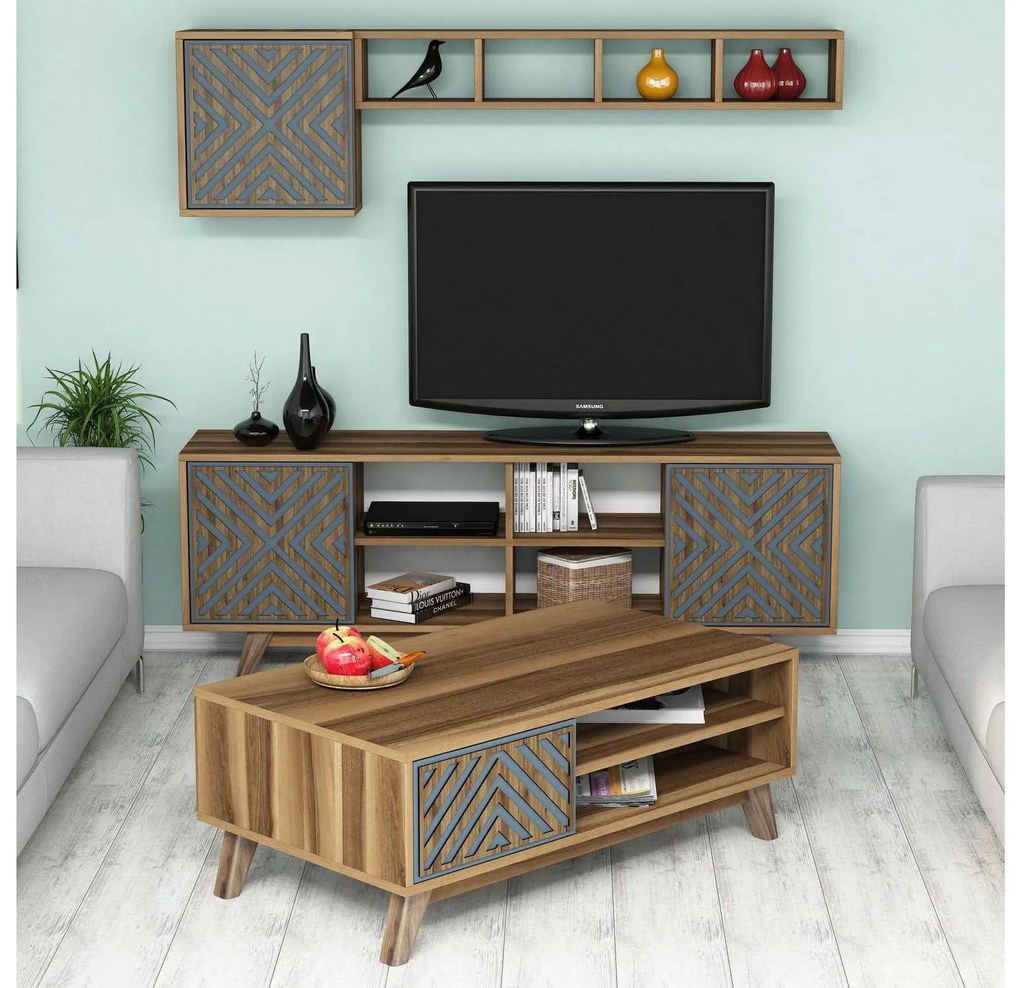 Mobilier living Inge (Nuc + albastru). 1089287