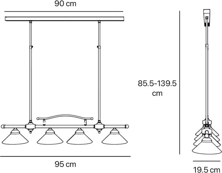 Lustra din alama cu inaltime reglabila Sofia 4L