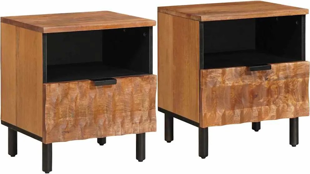 vidaXL Dulap de noapte 2 pcs Maro 40 x 33 x 46 cm Lemn de mango solid