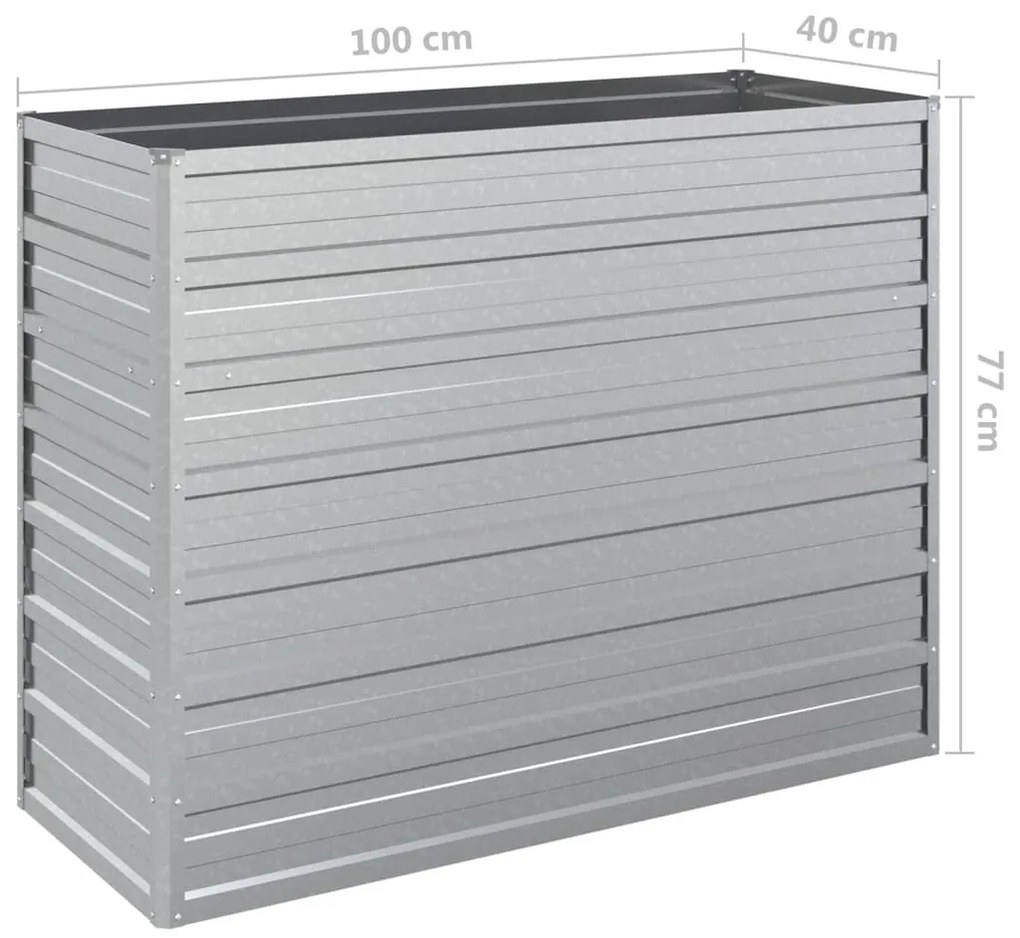 Strat inaltat de gradina argintiu 100x40x77 cm otel galvanizat 1, 100 x 40 x 77 cm