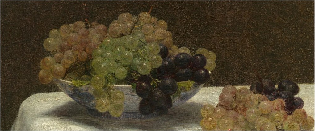 Tablou - Henri Fantin-Latour, Still Life with Grapes and a Carnation, reproducere (120x50 cm)