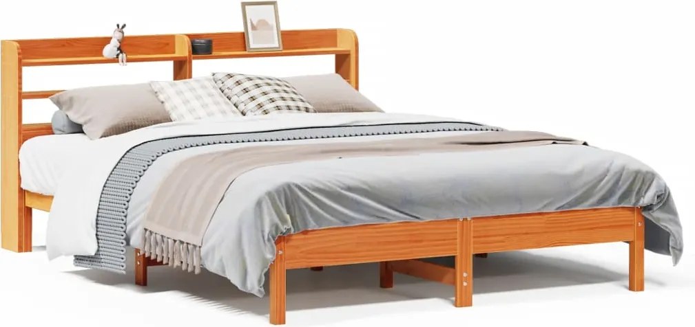 vidaXL Cadru pat fără saltea, maro ceruit, 160x200 cm, lemn masiv pin