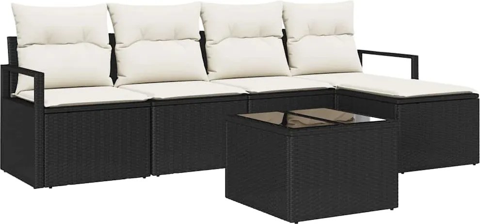 vidaXL Set de canapea cu pernă 6 pcs Maro și Crem poliratan