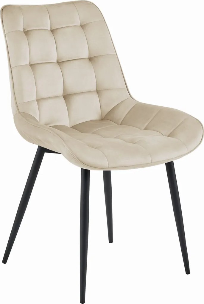 OFERTA Scaun de catifea bej BERA cu picioare negre II. calitate