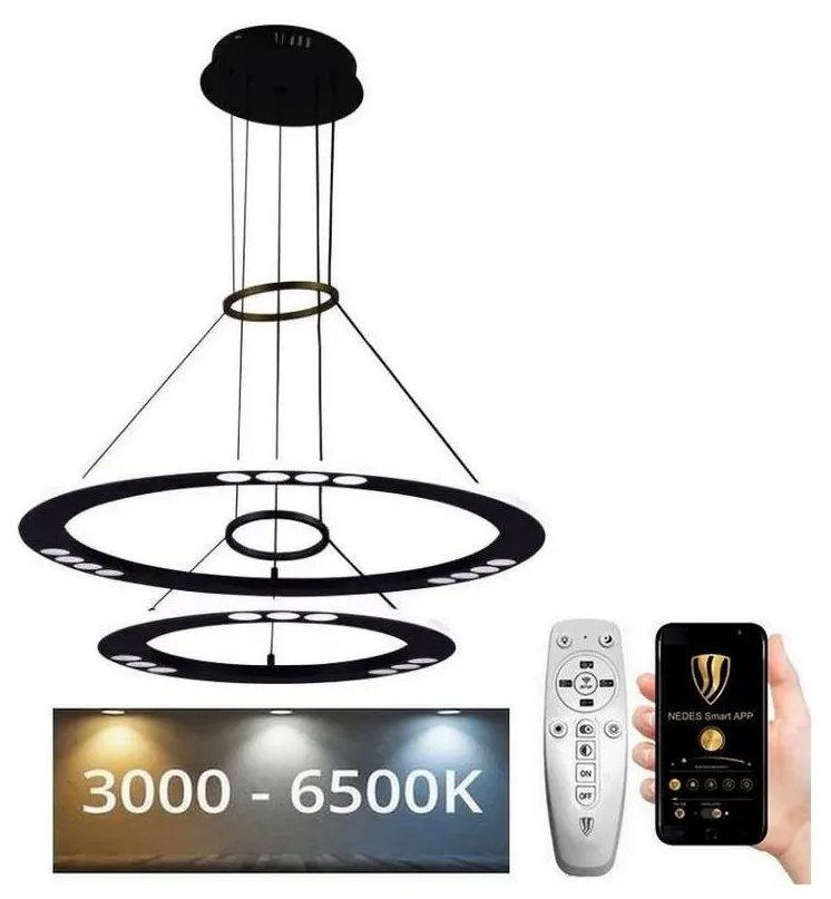 Lustră LED dimabilă pe cablu LED/65W/230V 3000-6500K + telecomandă