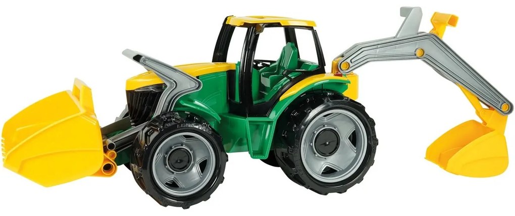 Tractor Lena, cu lamă și excavator, 65 cm, verde-galben