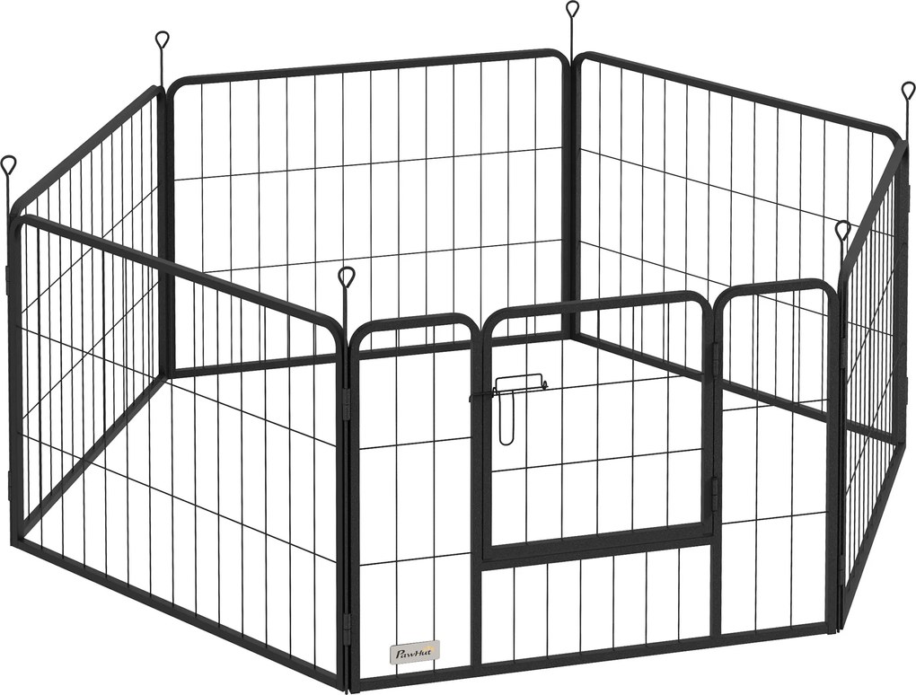 PawHut Țarc pentru Câini Portabil din 6 Panouri, 160x80x60 cm, Negru | Aosom Romania