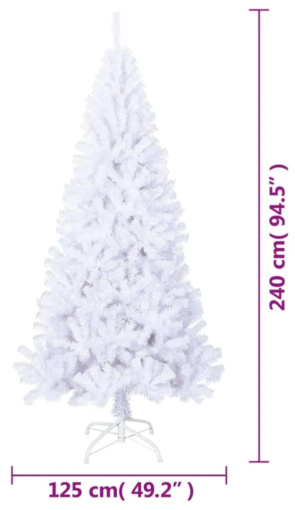 Pom de Craciun artificial cu ramuri groase, alb, 240 cm, PVC 1, Alb, 240 cm