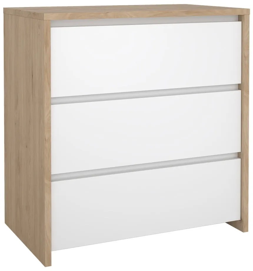 Comodă albă-în culoare naturală cu aspect de lemn de stejar 80x84x48 cm Next – Tvilum