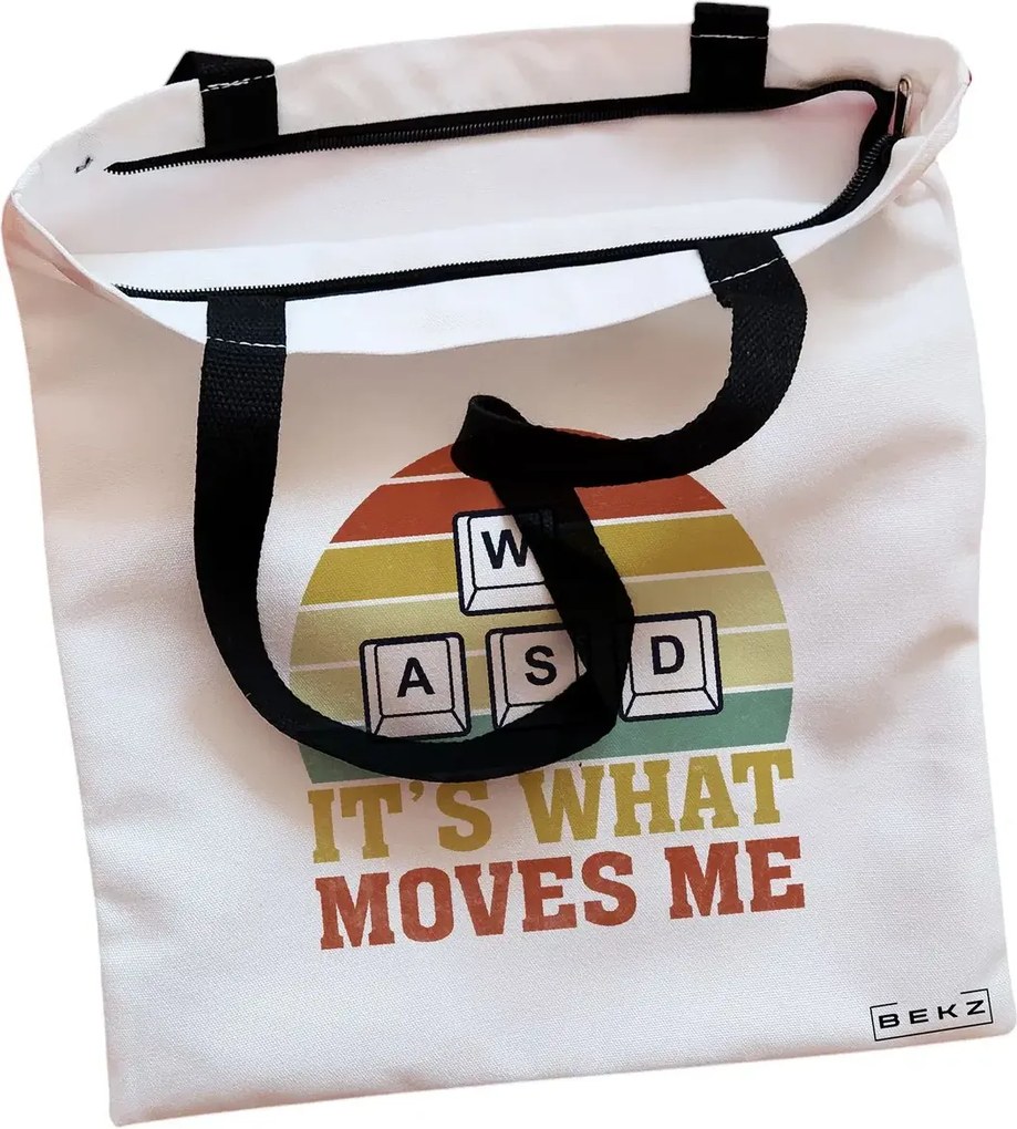 Sacosa de Panza pentru Cumparaturi, Geanta Tote, model Gamer, Cu fermoar, 38x34.5 cm, Alba, BEKZ®