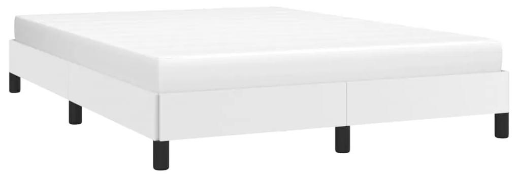 Cadru de pat, alb, 140x190 cm, piele ecologica Alb, 25 cm, 140 x 190 cm