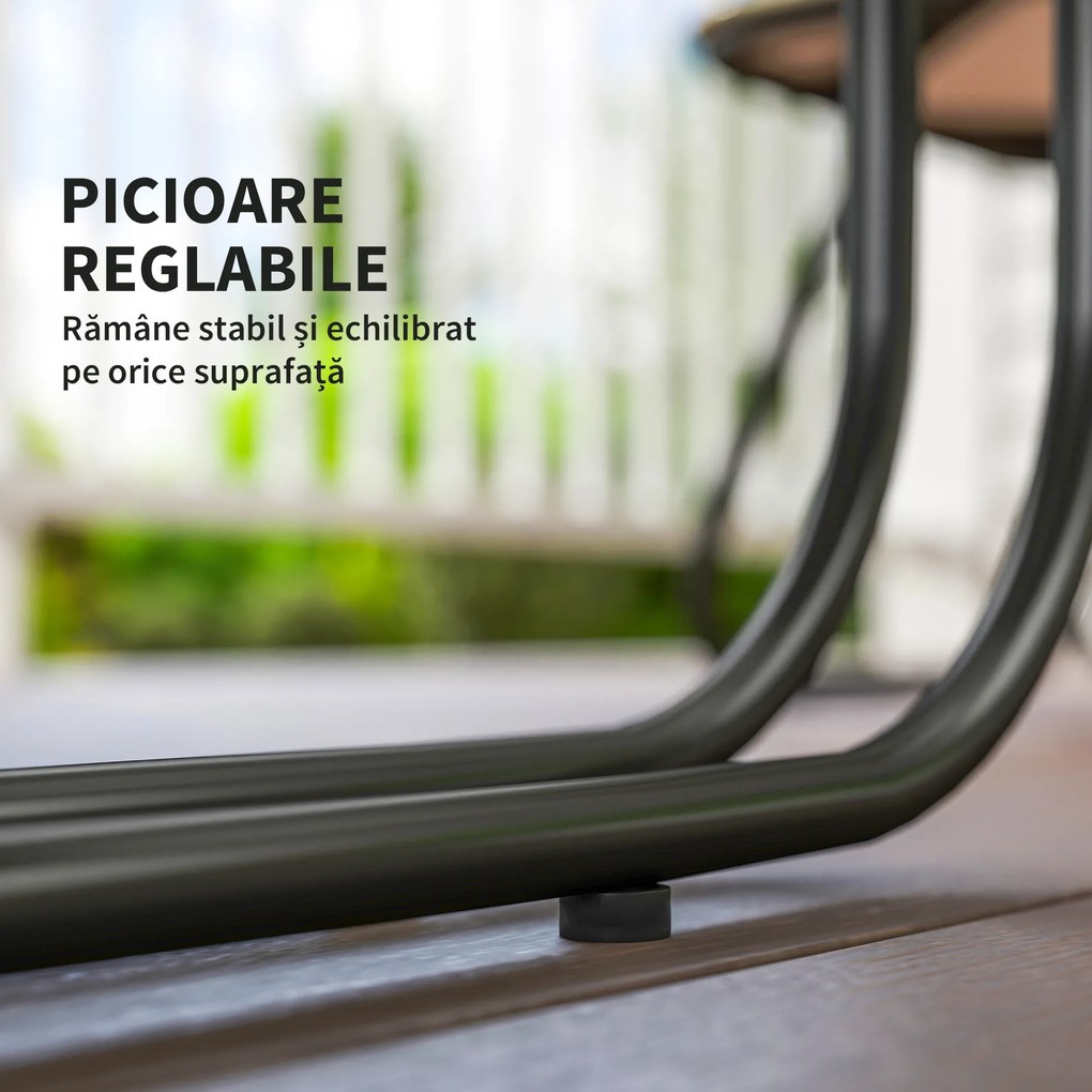Outsunny Masă Grădină Rattan Sticlă Gri Deschis | Aosom Romania