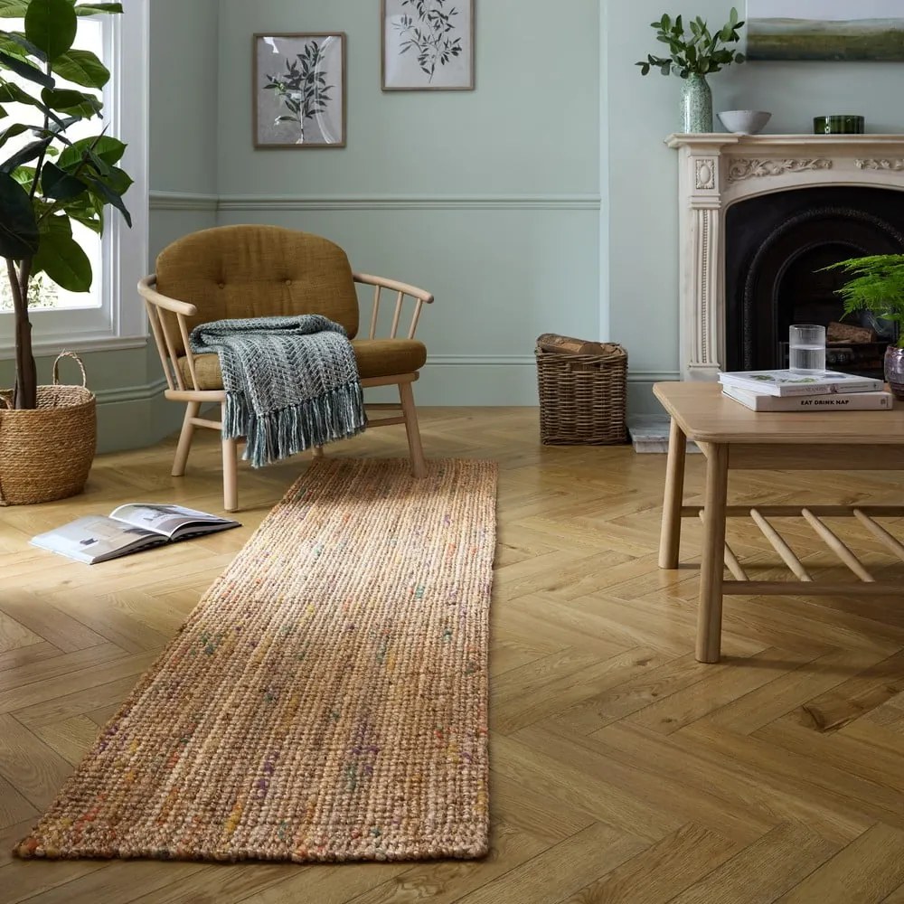 Covor tip traversă în culoare naturală țesut manual din iută 60x230 cm Jute Boucle Multi – Flair Rugs