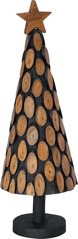 vidaXL Brad de Crăciun cu suport Maro 90 cm Lemn masiv de tec