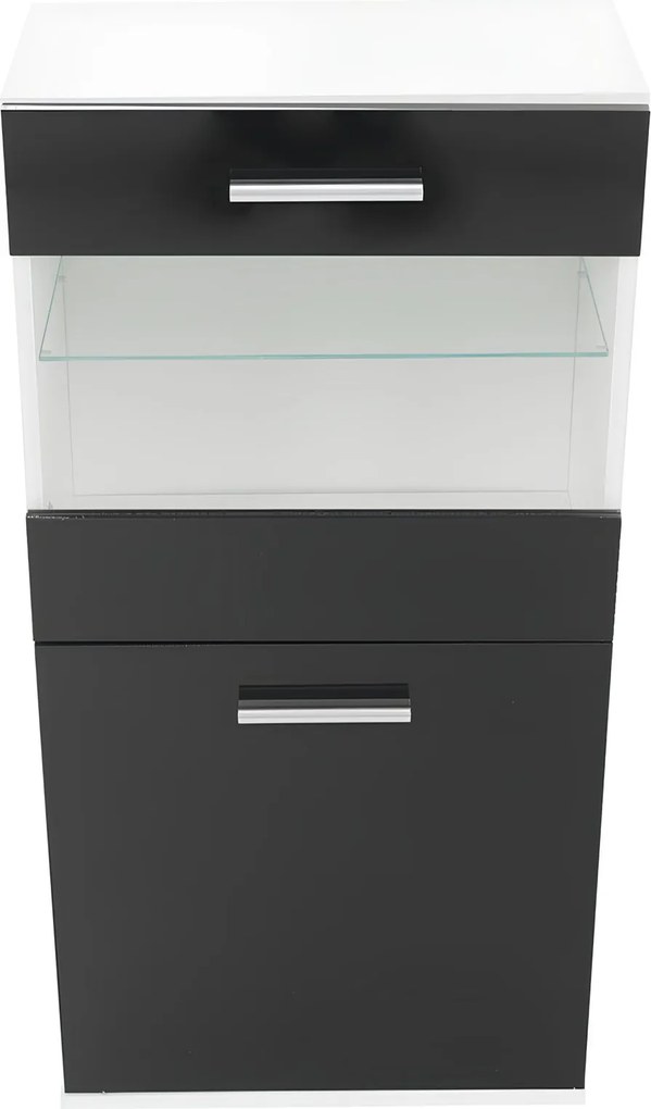 Mobilier living, alb/extra strălucire neagră HG, LEO