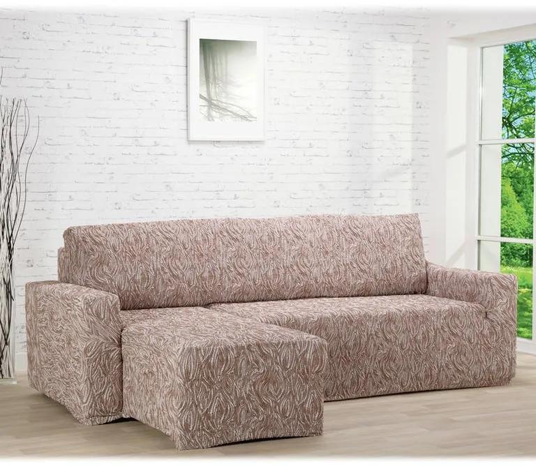 Huse care se întind foarte bine 3D FUSTA bej canapea cu otoman stânga (l. 210 - 270 cm)