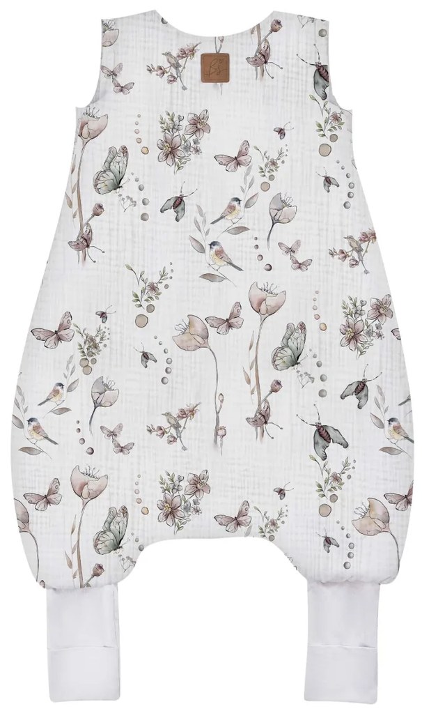 Sac de dormit cu picioare, bumbac muselina 0.5 Tog, Natura, S 86 92 98, 12-36 luni