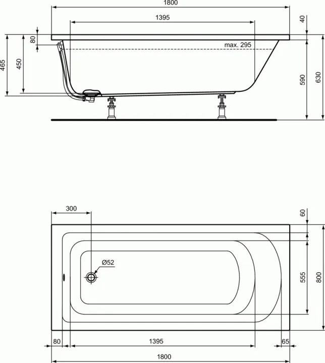 Cada rectangulara Ideal Standard Hotline, K274801, 180x80 cm