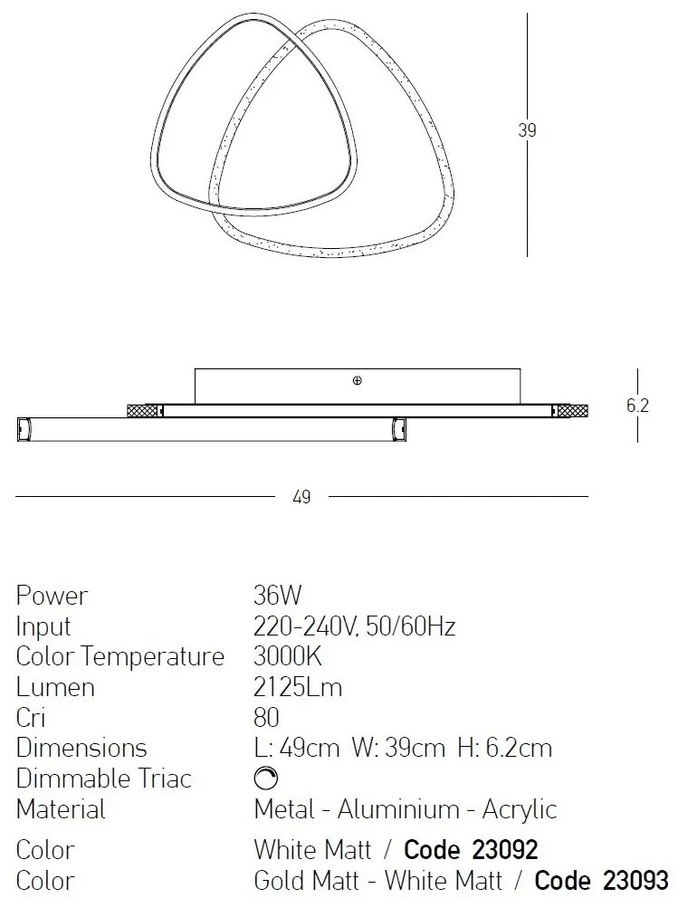 Plafoniera LED dimabila design slim Alysia alba