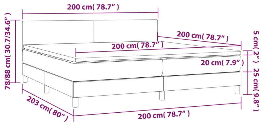 Pat continental cu saltea, cappuccino, 200x200 cm, piele eco Cappuccino, 200 x 200 cm, Design simplu