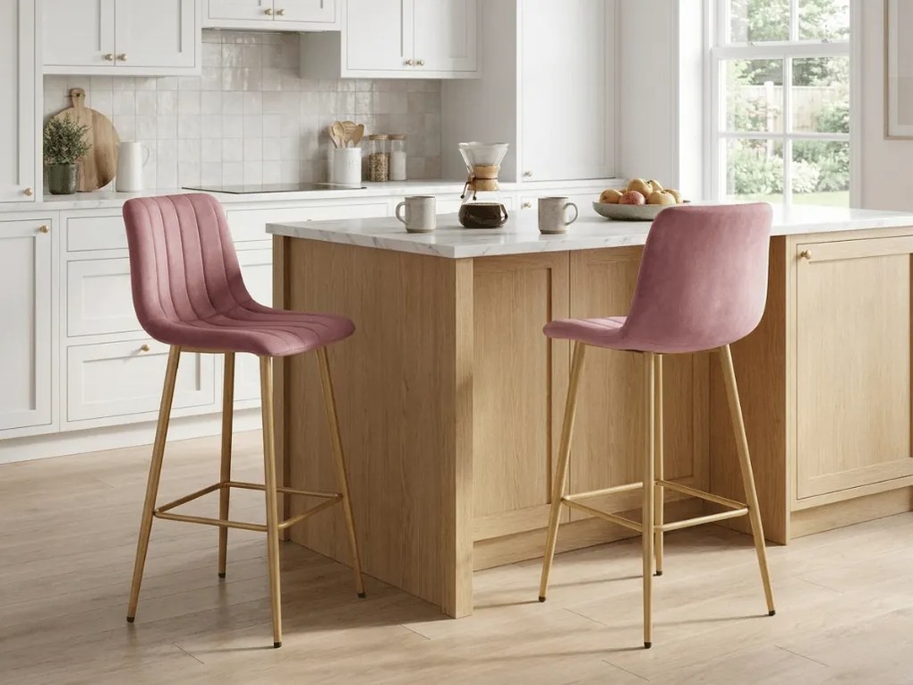 Scaun de bar POZZA VELVET, roz