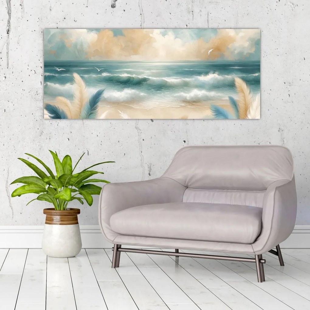 Tablou – Plajă pictată în culori delicate (120x50 cm)