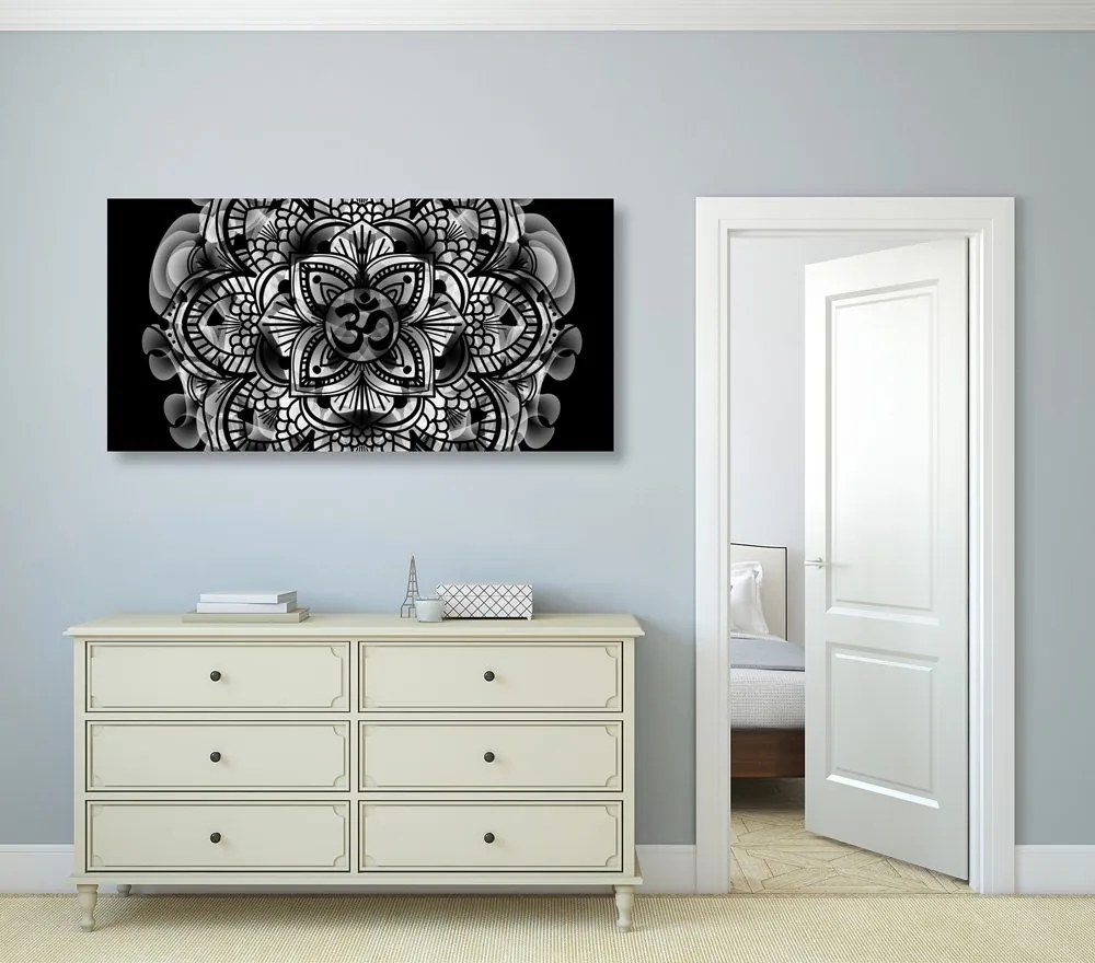 Tablou Mandala sănătății în design alb-negru
