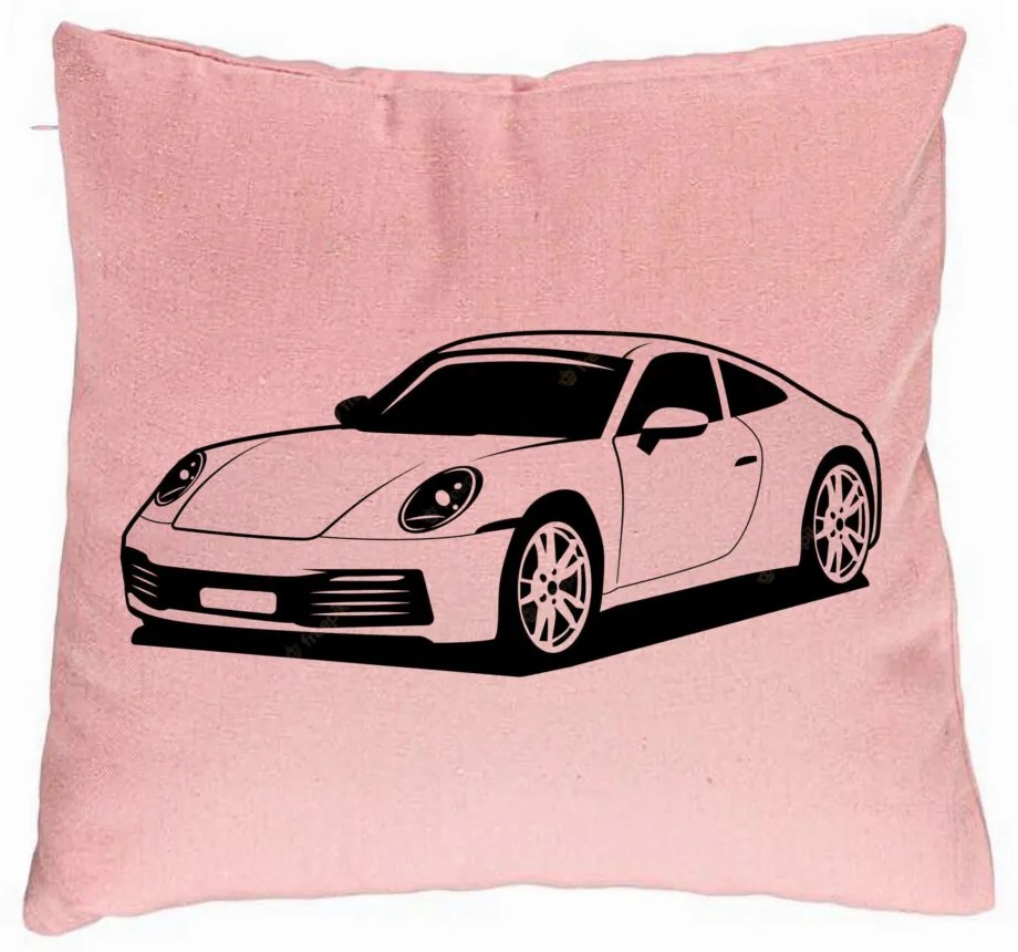 Perna Decorativa, Model Porsche 911, 40x40 cm, Roz, Husa Detasabila, Burduf