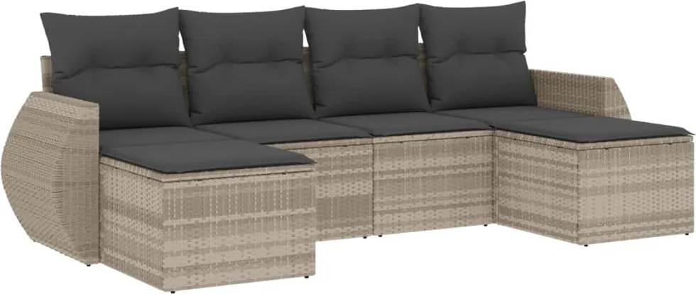 vidaXL Set canapele de grădină cu perne, 6 piese gri deschis poliratan