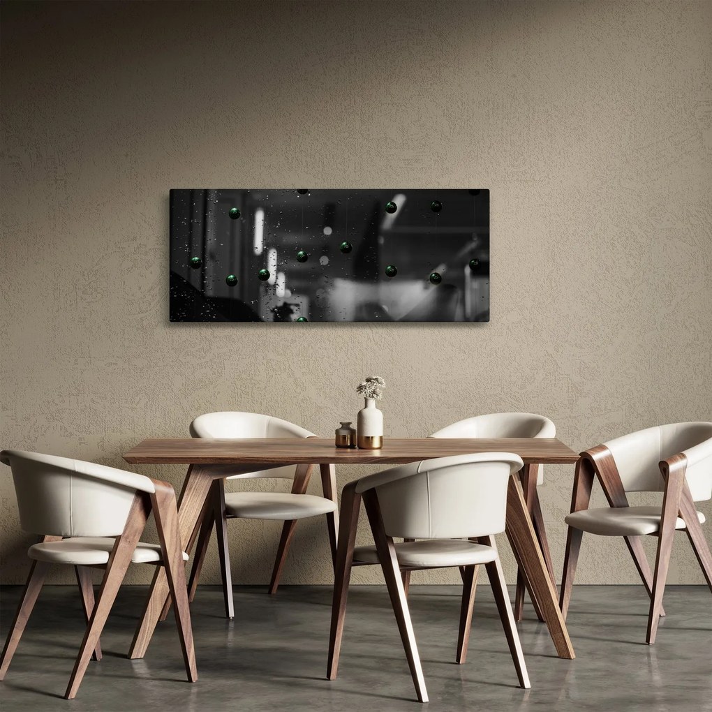 Tablou abstract - bilele verzi (120x50 cm)