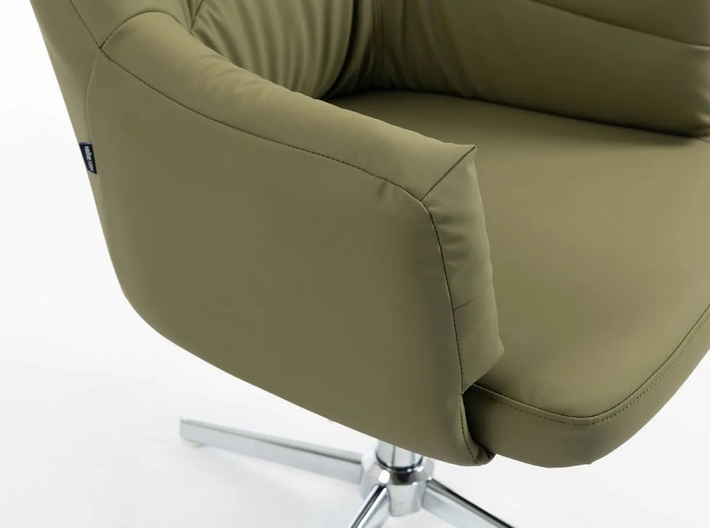 HR840CROSS Scaun Khaki Piele Ecologica Premium Soft cu Bază Cromata