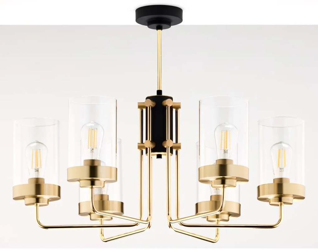 Jupiter 2089 - Lustră pe tijă RAMIREZ, 6xE27/15W/230V, auriu/negru