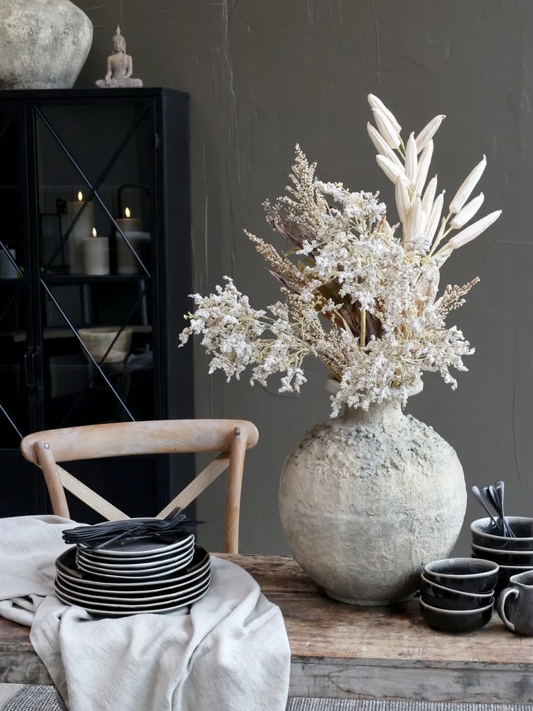 Scaun dining bej din rattan cu aspect vintage Old French