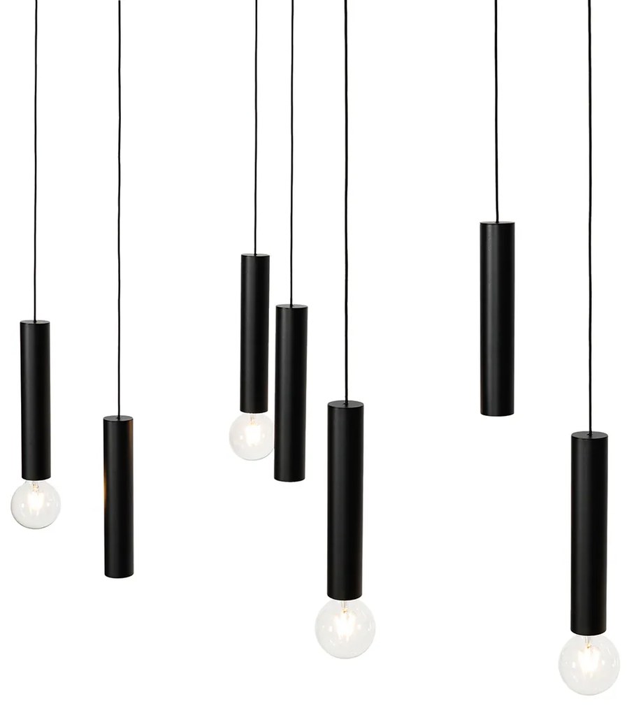 Lampă suspendată de design neagră ovală cu 7 lumini - Tuba