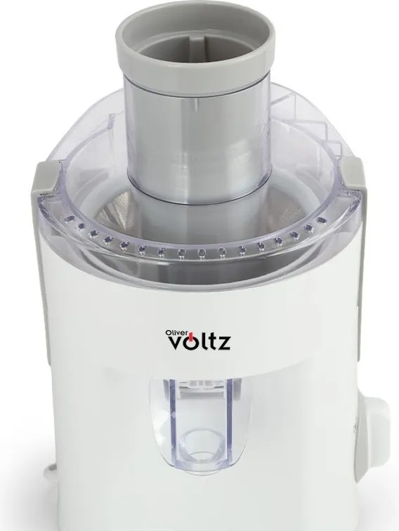 Storcator de fructe Oliver Voltz OV51160C, 400 W, 600 ml, 2 trepte, Recipient pentru resturi, Silentios, Alb