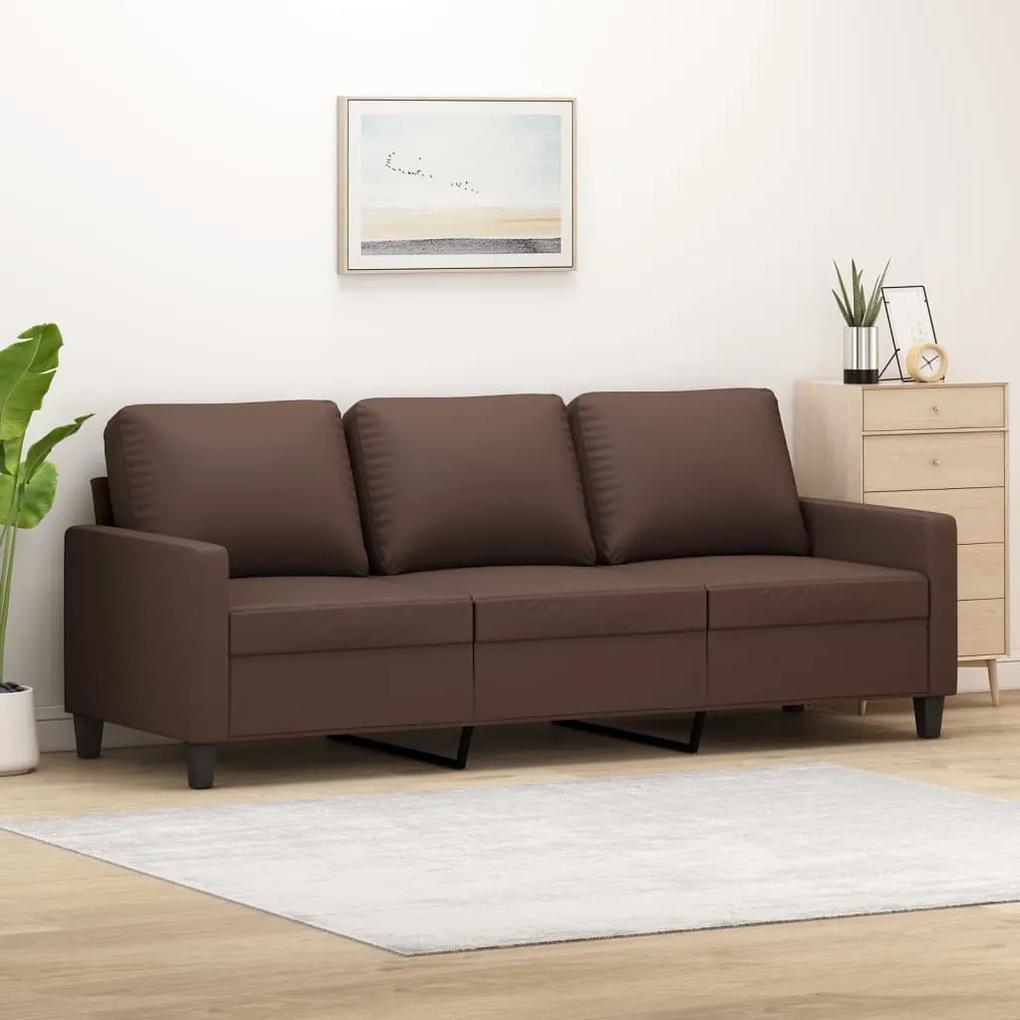 Canapea cu 3 locuri, maro, 180 cm, piele ecologica