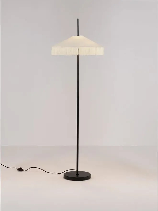 Lampadar cu abajur din catifea si franjuri bej VELVY