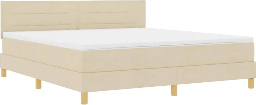 vidaXL Pat cu arc LED cu saltea cu led Crem 180 x 200 cm țesătură