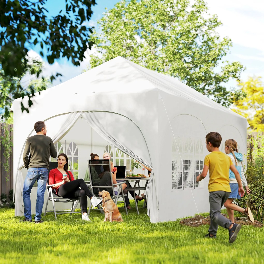 Outsunny Gazebo pliabil 3x6 m, cu pereți detașabili, saci cu nisip, geantă de transport și protecție UV30+, gri deschis/alb | Aosom Romania