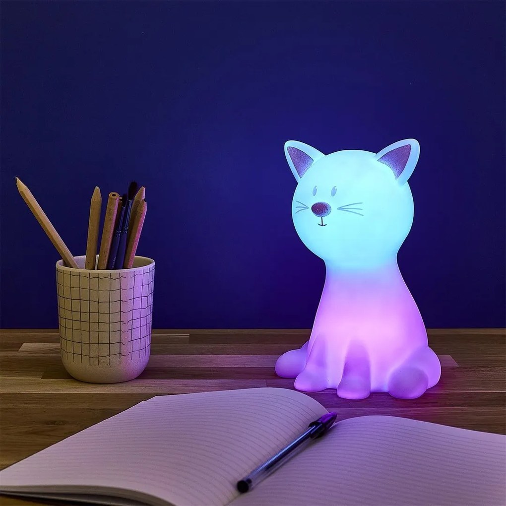 Lumina de noapte LED pentru copii CATTY 19cm, alba