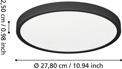 Eglo 901326-LED Plafonieră de baie FUEVA LED/14,2 W/230 V/Ø 27,8 cm/IP44 negru