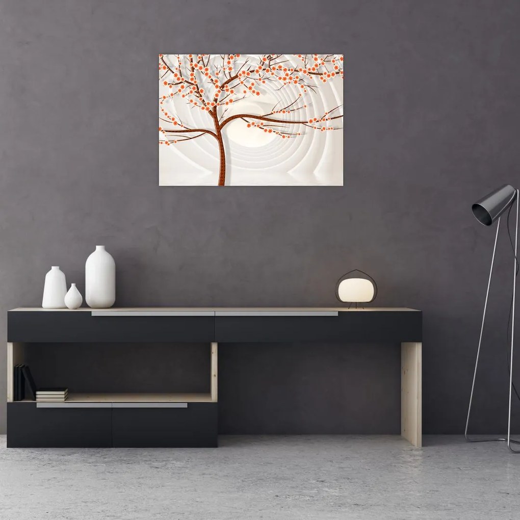 Tablou pe sticlă - Copac în infinit (70x50 cm)