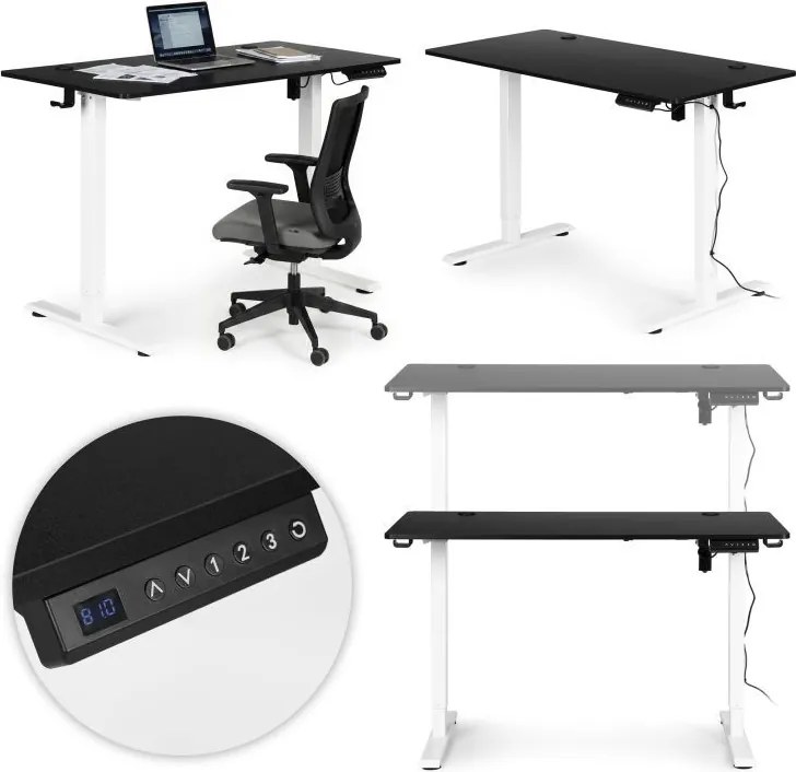 Masă de lucru electrică reglabilă pe înălțime cu picioare albe - 120 x 60 cm Maro