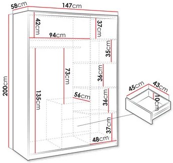 Dulap de haine cu suprastructură Lenona II D3 (prun + auriu) (cu oglindă). 1105680