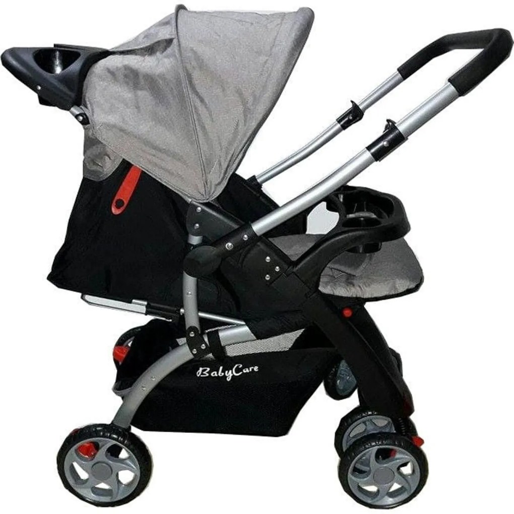 Carucior nou nascuti 2 in 1 BABY CARE™ PRO C18, Maner reversibil, Spatar reglabil in 3 trepte, Amortizoare, Frana picior,Pliabil ,GRI