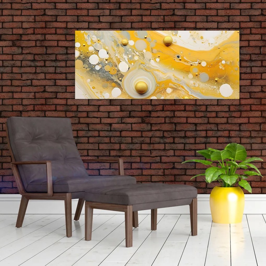 Tablou - fundal abstract cu decor de aur (120x50 cm)