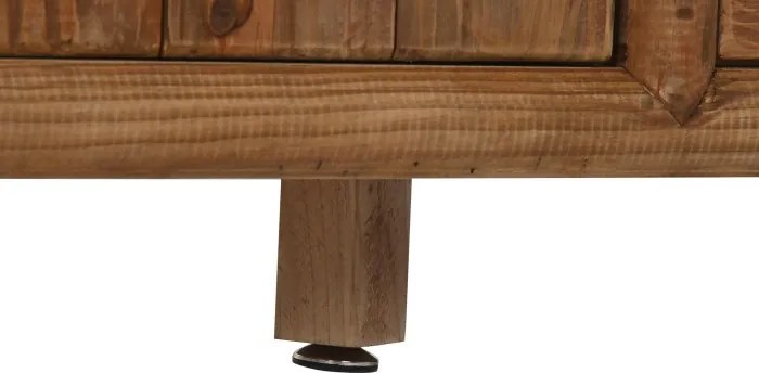 Comodă TV living din lemn reciclat, natur, cu 2 uși, 2 sertare și mâner rotund din metal negru, 65 x 156 x 44 cm, „Haven”