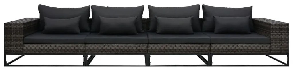 49530 vidaXL Set canapele de grădină cu perne, 4 piese, gri, poliratan