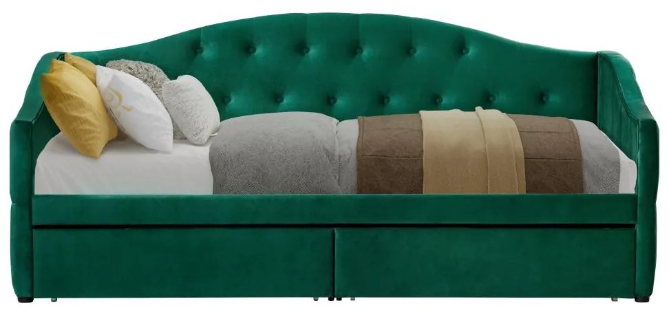 Pat de o persoană (divan) 90 cm Zonas (verde) (cu somieră) (cu sp. depozitare). 1116570