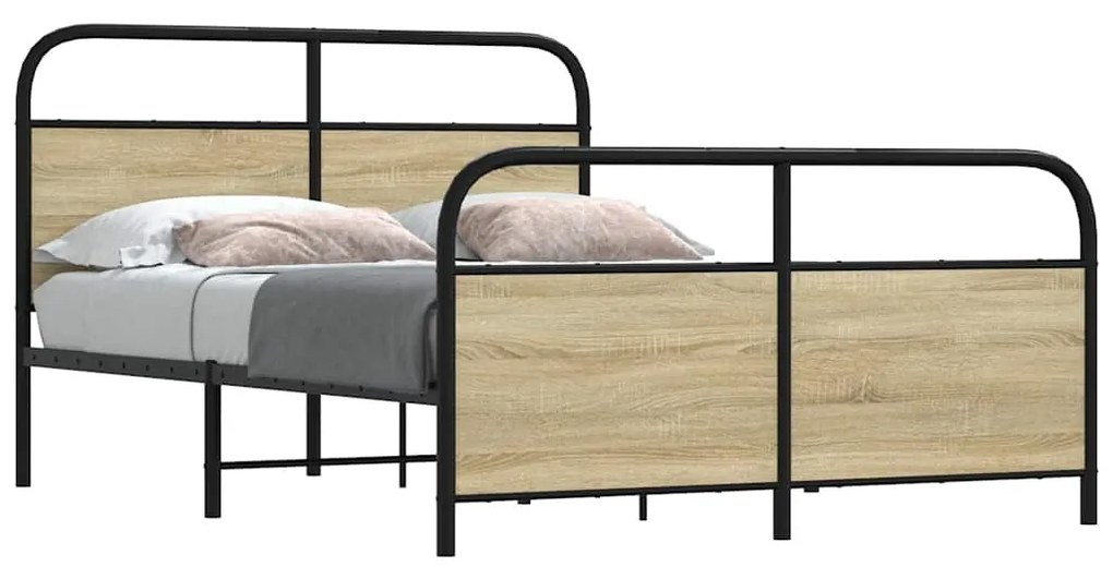 vidaXL Cadru de pat fără saltea 120x190 cm Lemn derivat stejar Sonoma